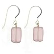 Anna Perrone Pink Frosted Rectangular Glass Bead Earrings Finished with .925 Sterling Silver