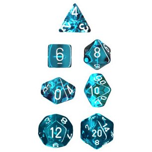 Chessex Dice: Polyhedral 7-Die Translucent Dice Set - Teal