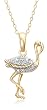 18k Yellow Gold Plated Sterling Silver Diamond Accent Flamingo Pendant, 18"