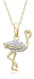 18k Yellow Gold Overlay Sterling Silver Diamond Accent Flamingo Pendant, 18