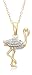 18k Yellow Gold Overlay Sterling Silver Diamond Accent Flamingo Pendant, 18