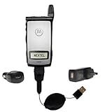 Retractable USB Hot Sync Compact Kit with Car & Wall Charger for the Motorola i830 - Gomadic Brand w/ TipExchange Technology