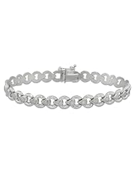 14K White Gold Hollow Stampato 7.0mm Wide Bracelet