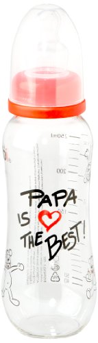 Fashy 95.1461/00 - Papa is the Best Babyflasche mit Silikonsauger 250 ml
