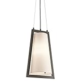 Kichler Lighting 43361OZ Arbon 1LT Pendant, Olde Bronze Finish with Off-White Fabric Shade and Etche