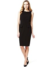 Slash Neck Zipped Peplum Dress