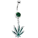 Green Gem Ganga Leaf Belly Ring