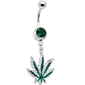 Green Gem Ganga Leaf Belly Ring
