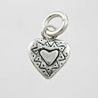 Tiny Double Sided Decorative Heart Charm in Sterling Silver, #9203