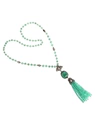 14kt Gold Diamond Pave Emerald Gemstone Beads Y-Necklace Wedding Jewelry