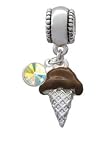 2-D Chocolate Ice Cream Cone European Charm Bead Hanger with AB Swarovski Cry... 2-D Chocolate Ice Cream Cone European Charm Bead Hanger with AB Swarovski Cry...