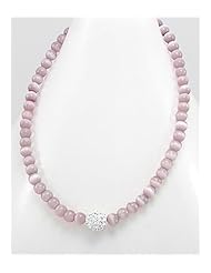 Pink Cat Necklace In 92.5 Sterling Silver
