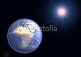 IMAGE OF Wallmonkeys Peel and Stick Wall Decals - Earth Facing Africa with Blue Halo and Purple Star - 48