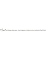 14K 30" White Gold 2.5mm Polish Solid Diamond Cut Royal Rope Chain With Pear Shape Clasp