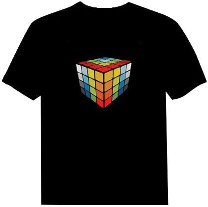 Teelight® Magic Cube LED Sound Activated Equalizer Disco Nightclub TShirt -- Size L