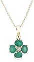 14k Yellow Gold 4x3 Oval Emerald Floral Pendant w/ Diamond Accent, 18"