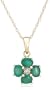 14k Yellow Gold 4x3 Oval Emerald Floral Pendant with Diamond-Accent, 18"