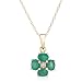 14k Yellow Gold 4x3 Oval Emerald Floral Pendant with Diamond-Accent, 18"