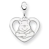 Sterling Silver Disney Winnie the Pooh Heart Lobster Clasp Charm