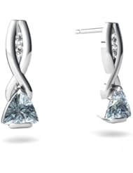 Genuine Aquamarine 14kt White Gold Earrings