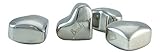 Basily 4 heart shaped stainless steel reusable chilling stones. These Premium Reusable-Ice-Cubes are High-Quality Rocks to chill your Drink without dilution. Used for Chilling Your Favorite Home Bar Drinks, Beverages, Spirits, Scotch, Whiskey, Liquor & Wine - Will Not Scratch Your Crystal Decanter or Whiskey-Glass. Superior to Soapstone Whiskey Rocks and in Every Way. Storage pouch included, Dishwasher Safe. Lifetime Replacement Guarantee.