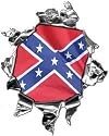 Mini Ripped Torn Metal Decal with Rebel Confederate Flag -REFLECTIVE