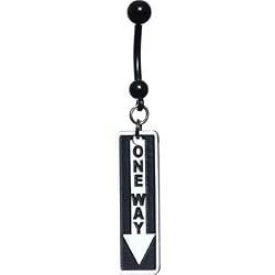 One Way Traffic Sign Belly Ring