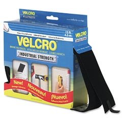 Velcro Industrial Strength Sticky-Back Hook & Loop Fasteners, Black, 2inX15 Foot Roll (VEK90197)