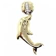 New 10KT Yellow Gold Jumping Dolphin Diamond Pendant