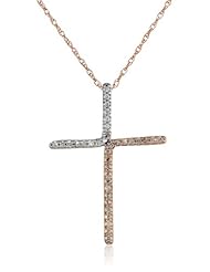 10k Cross Diamond 1/10 cttw Pendant Necklace, 18"