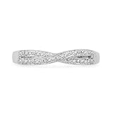 Platinum Plated Sterling Silver Round Diamond Twisted Fashion Ring (0.03 cttw)