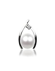 Bling Jewelry Sterling Silver CZ White Freshwater Pearl Wishbone Pendant