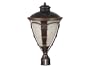 Kenroy Home 70304CM Ribbon and Reed Medium Post Lantern with Light Amber Linen Glass, Caramel Malt