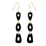 14k Gold & Black Onyx Triple Drop Earrings