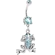 Aqua Gem Paved Frog Belly Ring