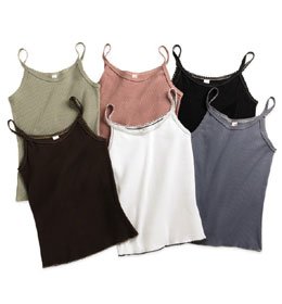 Ladies Ringspun 2x1 Rib Tank Top with Scalloped Edges