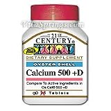 Calcium 500 + D Oyster Shell 90 Tablets, 21st Century