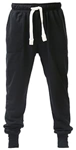 Mrignt Men Causal Cotton Elastic Waist Trousers Drawstring Jogging Harem Sweatpants(Black,Medium)