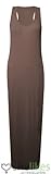 Womens Ladies Long Jersey Stretch Muscle Racer Back Plus Size Maxi Dress TopUK 22/24 AUS 22/24 US 18/20Mocha