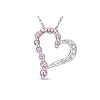 1 Carat Pink Sapphire and Diamond 14K White Gold Journey Heart Pendant w/Chain