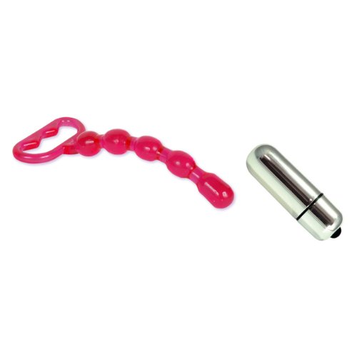 Doc Johnson Vivid's Acrylic Beaded Pleasure Wand with Handle Red Adult Sex Toy Kit