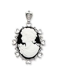 Sterling Silver Black & White Cameo Pendant