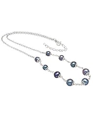 Peacock Blue Pearl & Sterling Silver Necklace