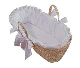 Eyelet Moses Basket - Color White