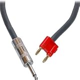 HOSA SPEAKER CABLE, JUMBO 1/4" PHONE - BANANA PLUG 12AWG x2, 25 ft.