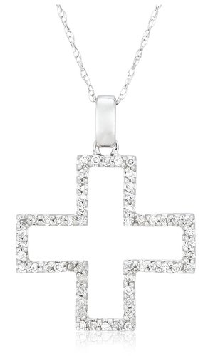 10k Choice of White or Yellow Gold Diamond Cross Pendant (1/6 cttw, I-J Color, I2-I3 Clarity)
