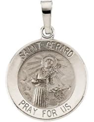 St. Saint Gerard Medal Pendant 14K Gold White R16326