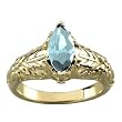 14K Yellow Gold Aquamarine and Diamond Ring