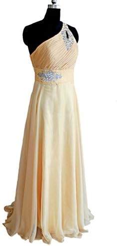 Oailiya Women's Crystals Formal Prom Bridesmaid Dress Size 10 Champagne