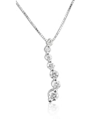 14K White Gold 7 stone Journey Diamond Pendant Necklace (GH, I1-I2, 0.25 carat)
